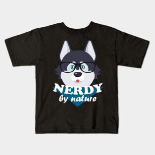 Nerdy by nature – Funny cute dog nerd husky Kids T-Shirt